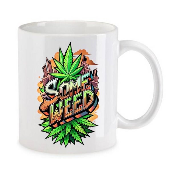 Tasse Weed Cannabis Psychodelic Weiß mit Druck (Siehe Foto) TFBW833
