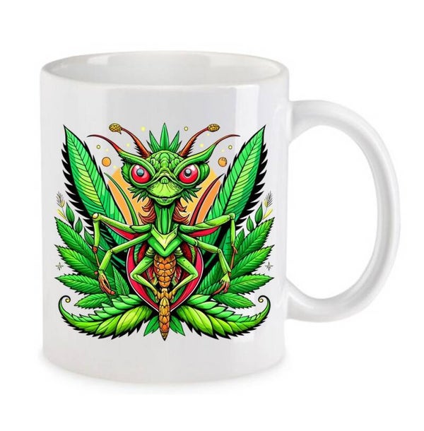 Tasse Weed Cannabis Psychodelic Weiß mit Druck (Siehe Foto) TFBW834