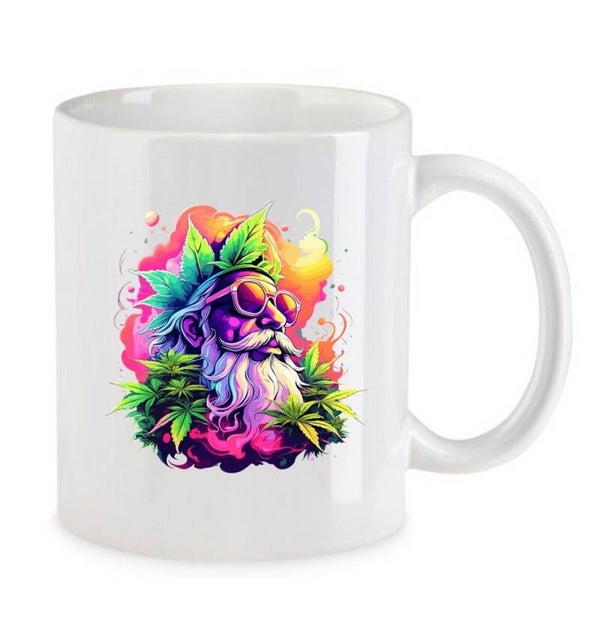 Tasse Weed Cannabis Psychodelic Weiß mit Druck (Siehe Foto) TFBW835