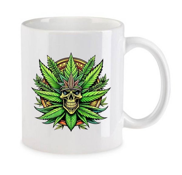 Tasse Weed Cannabis Psychodelic Weiß mit Druck (Siehe Foto) TFBW836