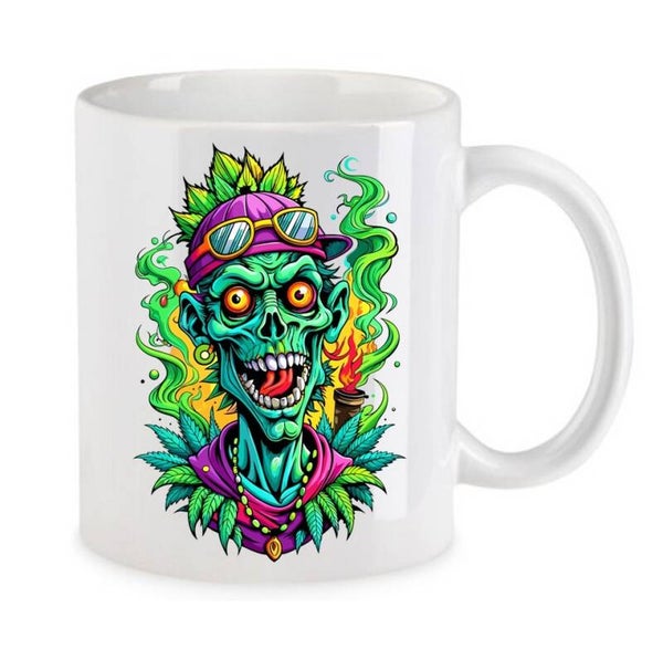 Tasse Weed Cannabis Psychodelic Weiß mit Druck (Siehe Foto) TFBW838