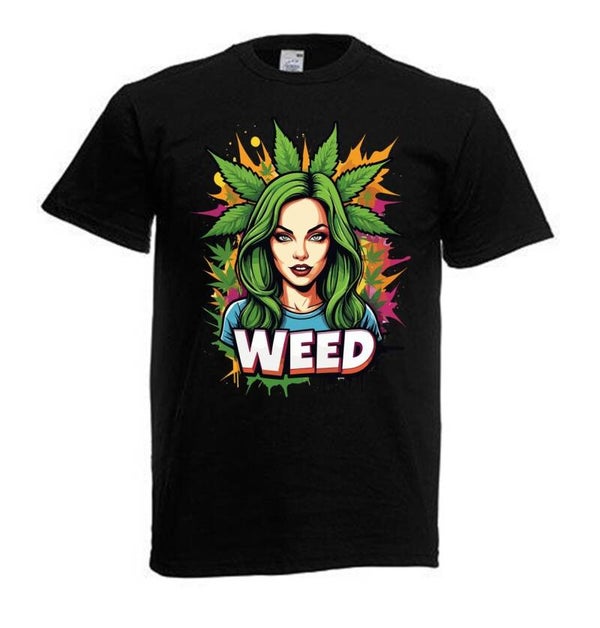 Tshirt Unisex mit Coolen Druck Weed Ganja Hanf Cannabis Psychedelic (Größe & Farbe auswählen) TSFBW839