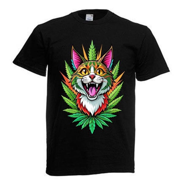 Tshirt Unisex mit Coolen Druck Weed Ganja Hanf Cannabis Psychedelic (Größe & Farbe auswählen) TSFBW84