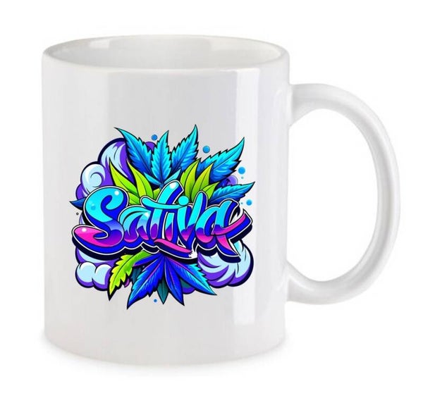Tasse Weed Cannabis Psychodelic Weiß mit Druck (Siehe Foto) TFBW842