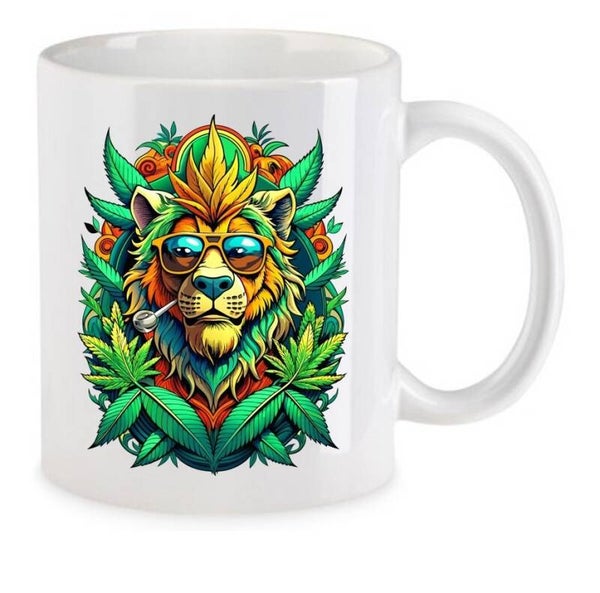 Tasse Weed Cannabis Psychodelic Weiß mit Druck (Siehe Foto) TFBW845