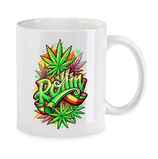 Tasse Weed Cannabis Psychodelic Weiß mit Druck (Siehe Foto) TFBW846