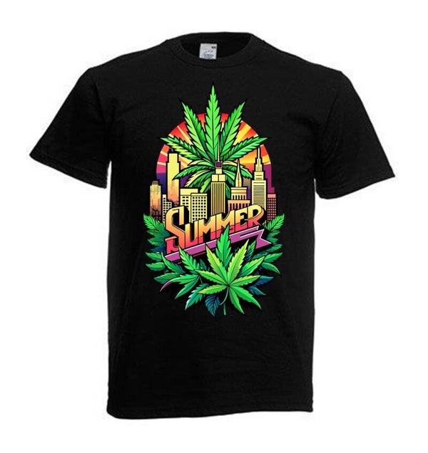Tshirt Unisex mit Coolen Druck Weed Ganja Hanf Cannabis Psychedelic (Größe & Farbe auswählen) TSFBW848