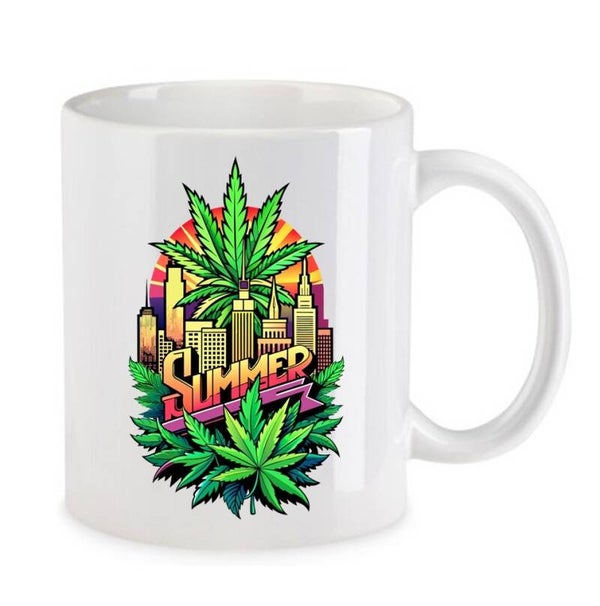 Tasse Weed Cannabis Psychodelic Weiß mit Druck (Siehe Foto) TFBW848