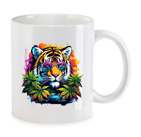 Tasse Weed Cannabis Psychodelic Weiß mit Druck (Siehe Foto) TFBW849