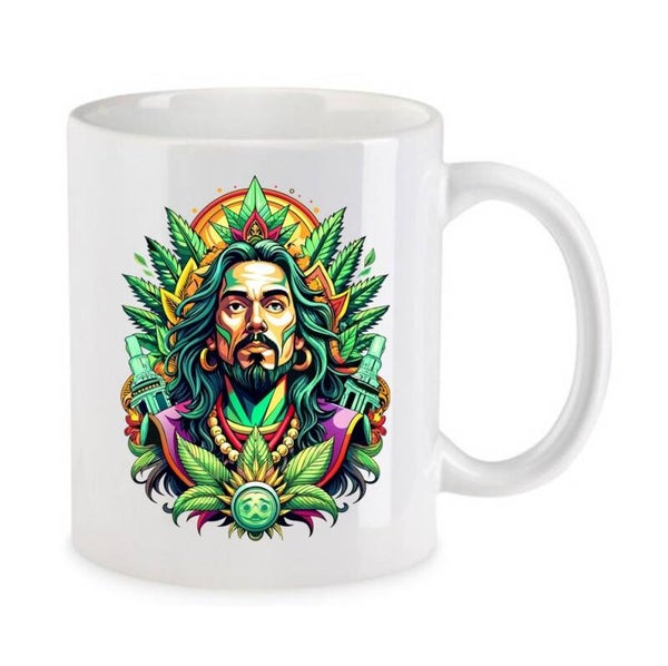 Tasse Weed Cannabis Psychodelic Weiß mit Druck (Siehe Foto) TFBW850