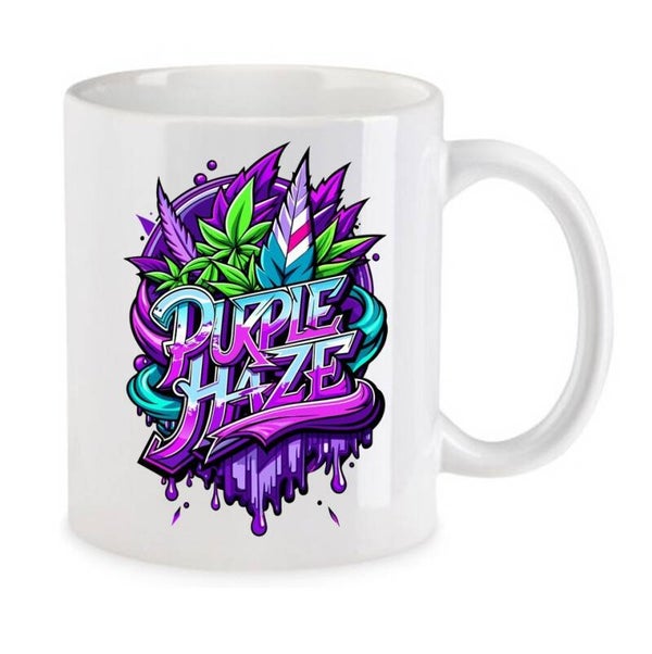 Tasse Weed Cannabis Psychodelic Weiß mit Druck (Siehe Foto) TFBW851