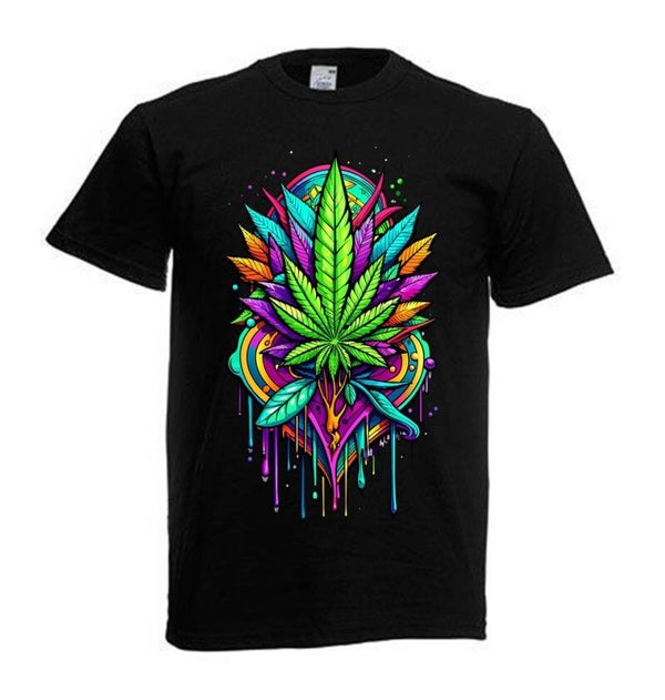 Tshirt Unisex mit Coolen Druck Weed Ganja Hanf Cannabis Psychedelic (Größe & Farbe auswählen) TSFBW852