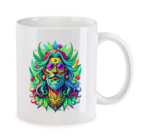 Tasse Weed Cannabis Psychodelic Weiß mit Druck (Siehe Foto) TFBW853