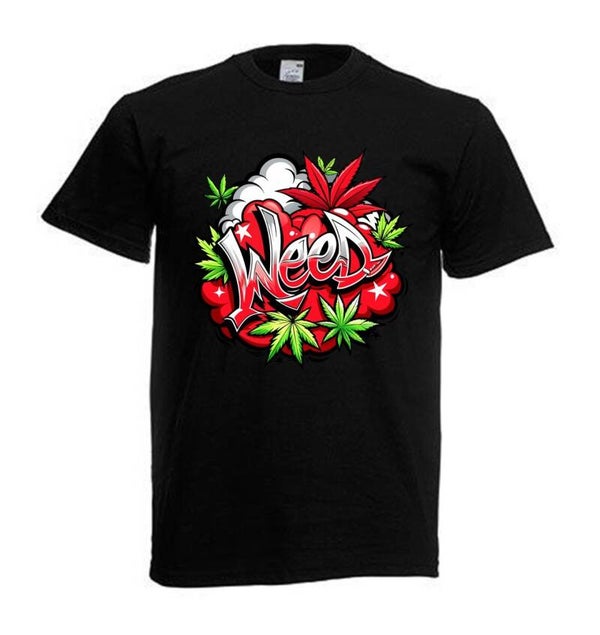 Tshirt Unisex mit Coolen Druck Weed Ganja Hanf Cannabis Psychedelic (Größe & Farbe auswählen) TSFBW854