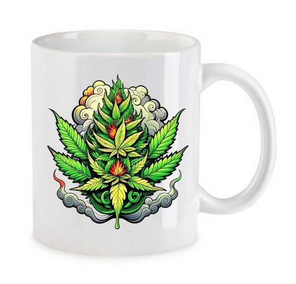 Tasse Weed Cannabis Psychodelic Weiß mit Druck (Siehe Foto) TFBW855