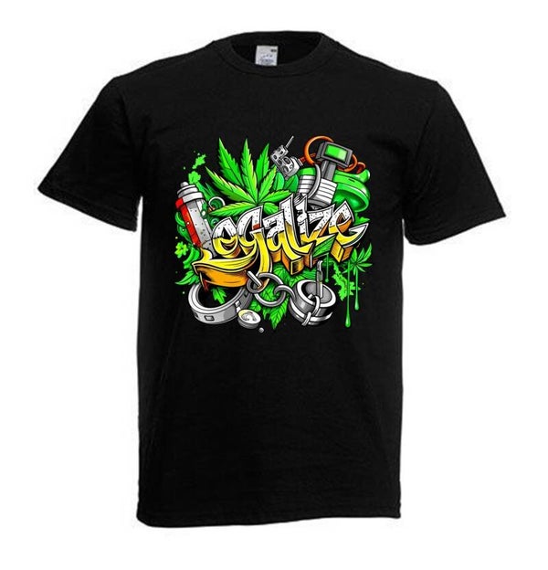 Tshirt Unisex mit Coolen Druck Weed Ganja Hanf Cannabis Psychedelic (Größe & Farbe auswählen) TSFBW856