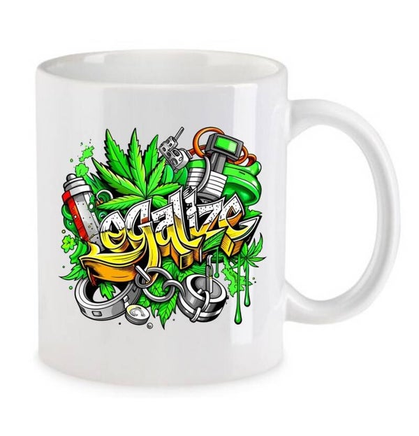 Tasse Weed Cannabis Psychodelic Weiß mit Druck (Siehe Foto) TFBW856