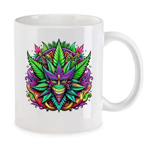 Tasse Weed Cannabis Psychodelic Weiß mit Druck (Siehe Foto) TFBW859