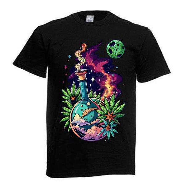 Tshirt Unisex mit Coolen Druck Weed Ganja Hanf Cannabis Psychedelic (Größe & Farbe auswählen) TSFBW86