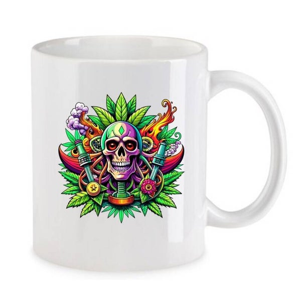 Tasse Weed Cannabis Psychodelic Weiß mit Druck (Siehe Foto) TFBW860