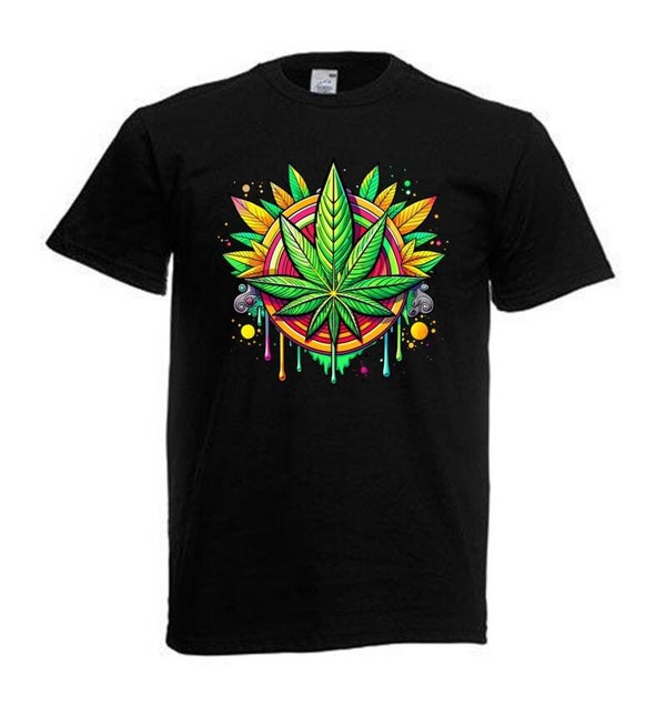 Tshirt Unisex mit Coolen Druck Weed Ganja Hanf Cannabis Psychedelic (Größe & Farbe auswählen) TSFBW861