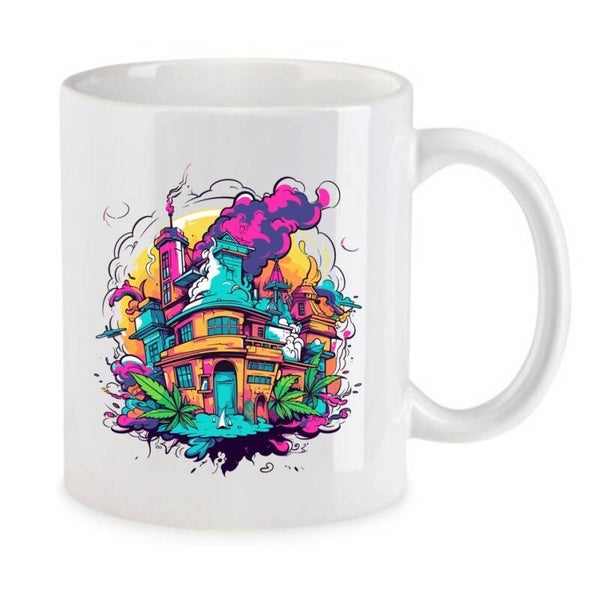 Tasse Weed Cannabis Psychodelic Weiß mit Druck (Siehe Foto) TFBW862