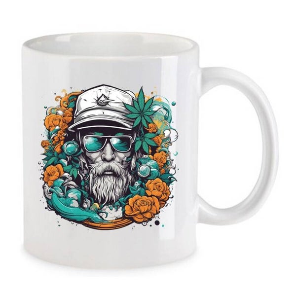 Tasse Weed Cannabis Psychodelic Weiß mit Druck (Siehe Foto) TFBW863