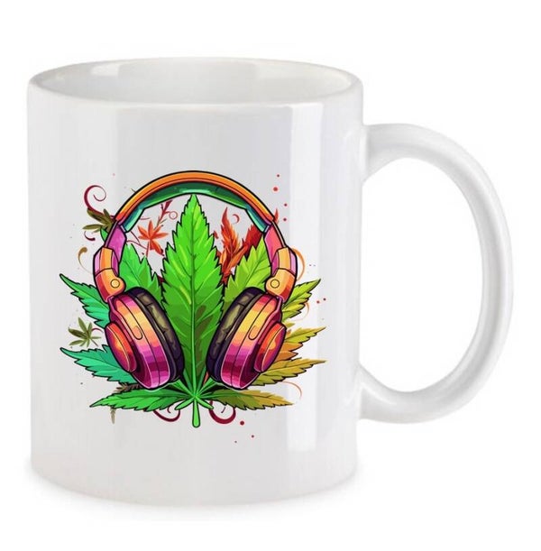 Tasse Weed Cannabis Psychodelic Weiß mit Druck (Siehe Foto) TFBW864