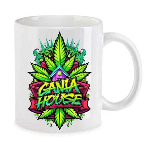 Tasse Weed Cannabis Psychodelic Weiß mit Druck (Siehe Foto) TFBW867