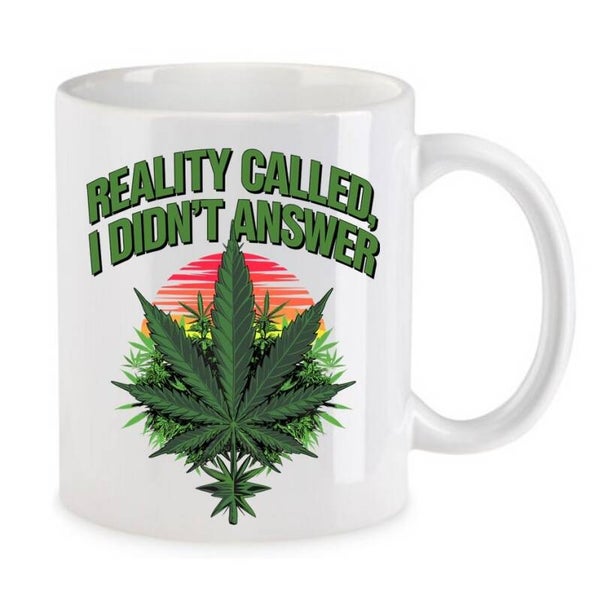 Tasse Weed Cannabis Psychodelic Weiß mit Druck (Siehe Foto) TFBW872