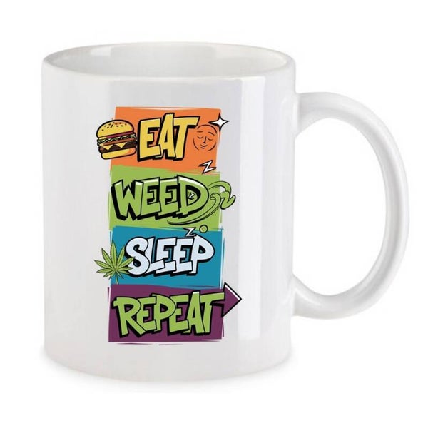 Tasse Weed Cannabis Psychodelic Weiß mit Druck (Siehe Foto) TFBW878