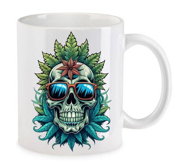 Tasse Weed Cannabis Psychodelic Weiß mit Druck (Siehe Foto) TFBW88