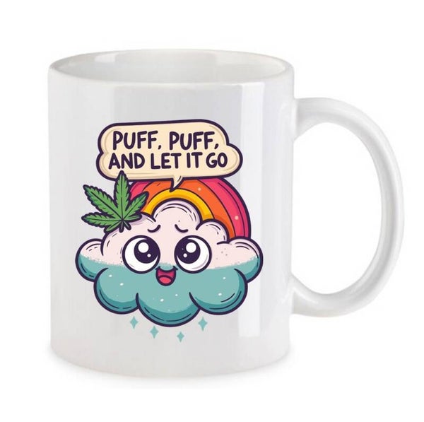 Tasse Weed Cannabis Psychodelic Weiß mit Druck (Siehe Foto) TFBW886