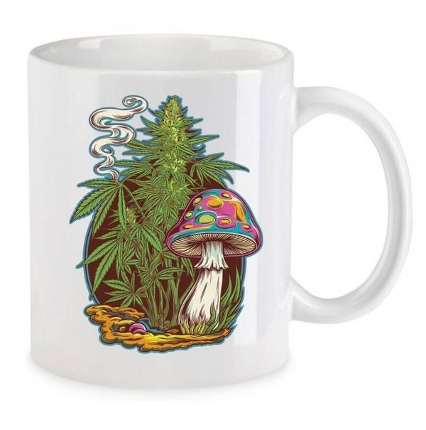 Tasse Weed Cannabis Psychodelic Weiß mit Druck (Siehe Foto) TFBW887