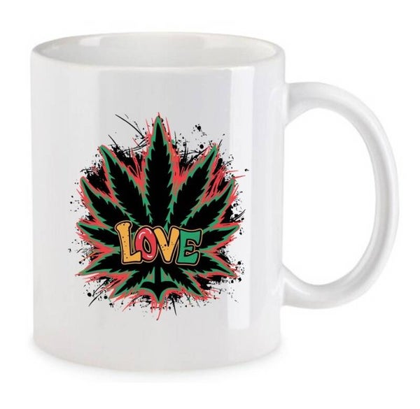 Tasse Weed Cannabis Psychodelic Weiß mit Druck (Siehe Foto) TFBW888