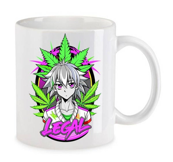Tasse Weed Cannabis Psychodelic Weiß mit Druck (Siehe Foto) TFBW89