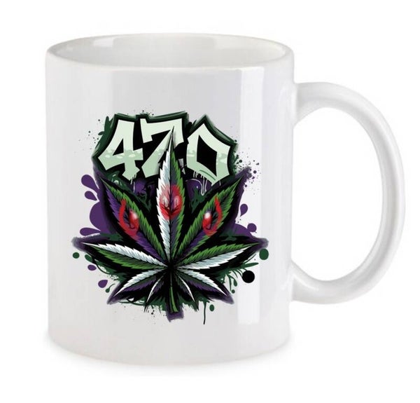 Tasse Weed Cannabis Psychodelic Weiß mit Druck (Siehe Foto) TFBW890