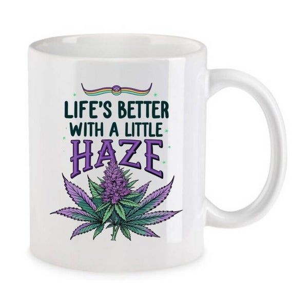 Tasse Weed Cannabis Psychodelic Weiß mit Druck (Siehe Foto) TFBW891