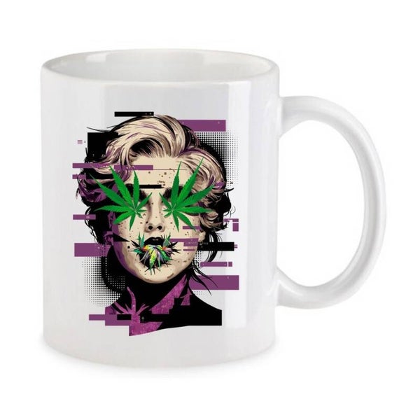 Tasse Weed Cannabis Psychodelic Weiß mit Druck (Siehe Foto) TFBW893
