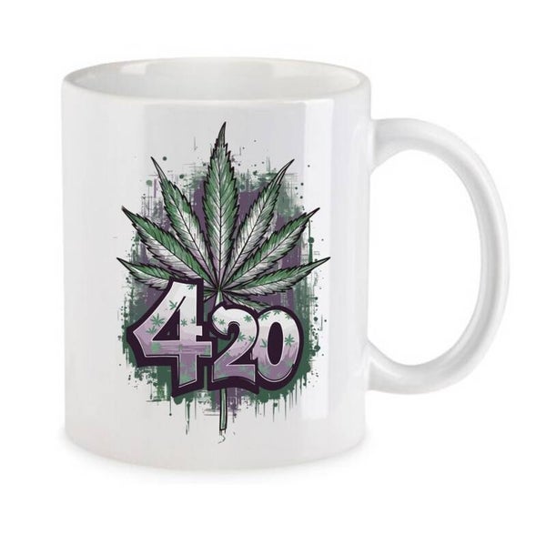 Tasse Weed Cannabis Psychodelic Weiß mit Druck (Siehe Foto) TFBW896