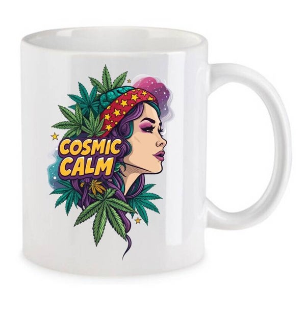 Tasse Weed Cannabis Psychodelic Weiß mit Druck (Siehe Foto) TFBW897