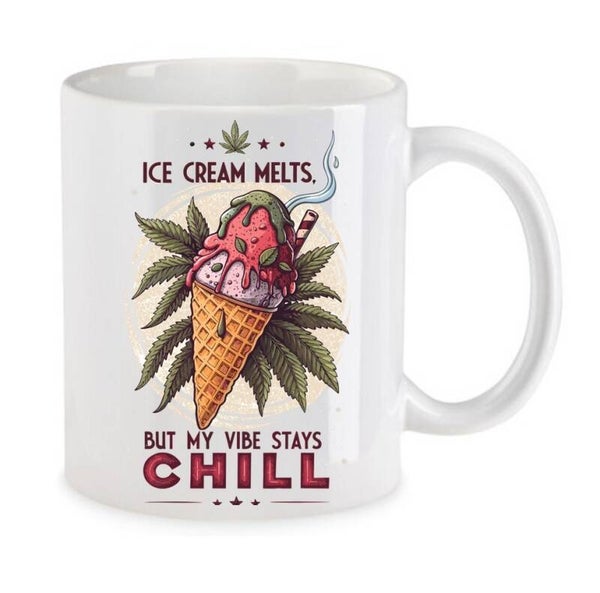 Tasse Weed Cannabis Psychodelic Weiß mit Druck (Siehe Foto) TFBW898