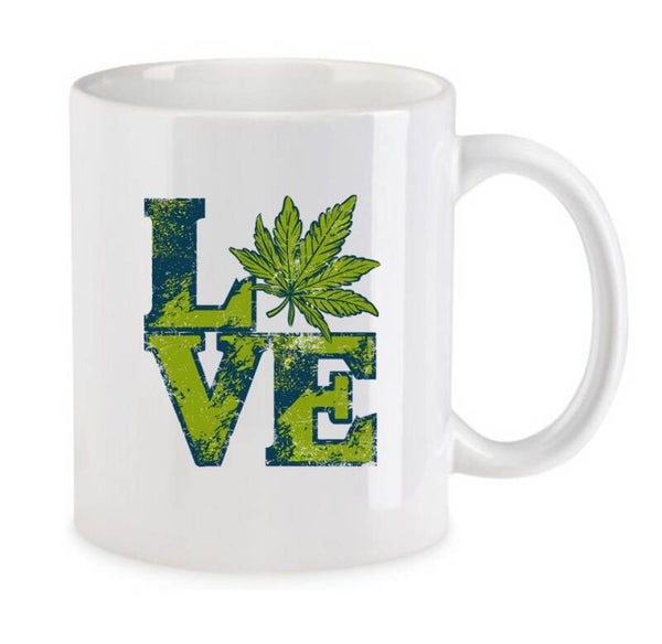 Tasse Weed Cannabis Psychodelic Weiß mit Druck (Siehe Foto) TFBW901