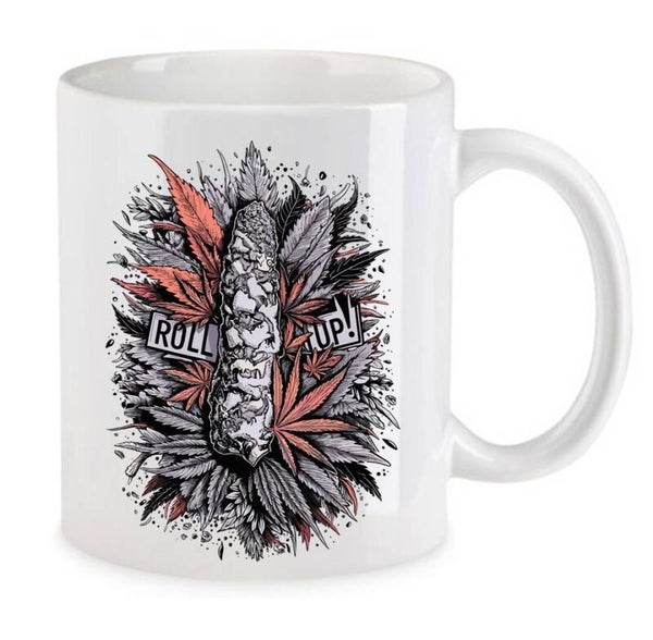 Tasse Weed Cannabis Psychodelic Weiß mit Druck (Siehe Foto) TFBW908