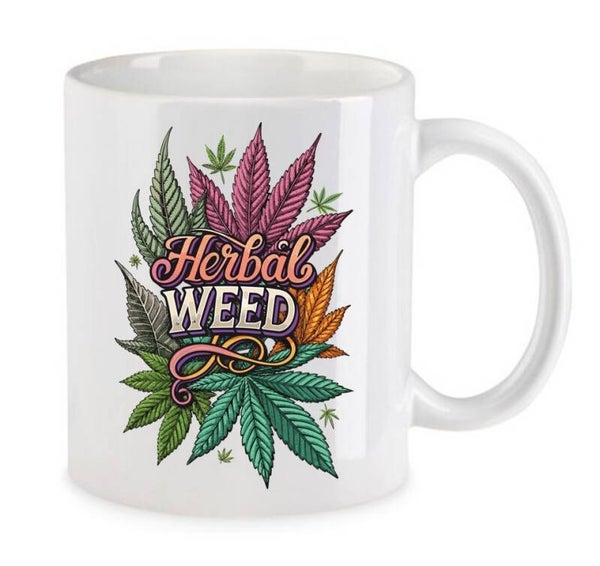 Tasse Weed Cannabis Psychodelic Weiß mit Druck (Siehe Foto) TFBW909