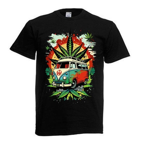 Tshirt Unisex mit Coolen Druck Weed Ganja Hanf Cannabis Psychedelic (Größe & Farbe auswählen) TSFBW91