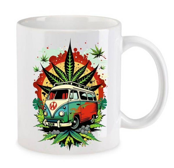 Tasse Weed Cannabis Psychodelic Weiß mit Druck (Siehe Foto) TFBW91
