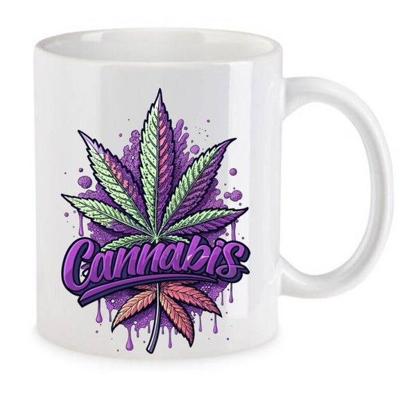Tasse Weed Cannabis Psychodelic Weiß mit Druck (Siehe Foto) TFBW912