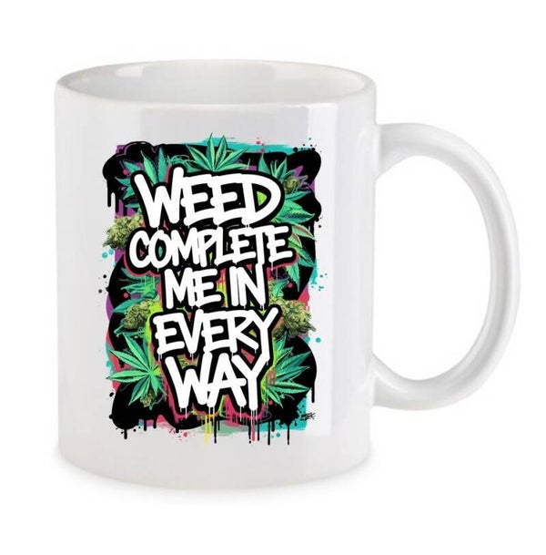 Tasse Weed Cannabis Psychodelic Weiß mit Druck (Siehe Foto) TFBW915