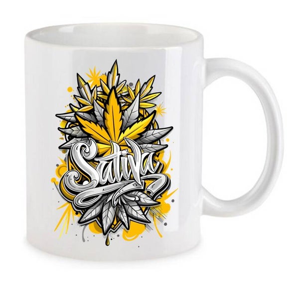 Tasse Weed Cannabis Psychodelic Weiß mit Druck (Siehe Foto) TFBW92
